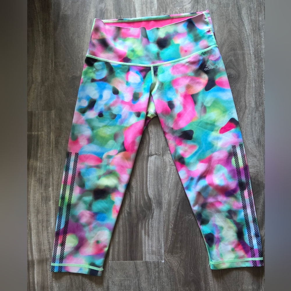 Adidas Pink and Blue Leggings Vibrant Athletic Wear